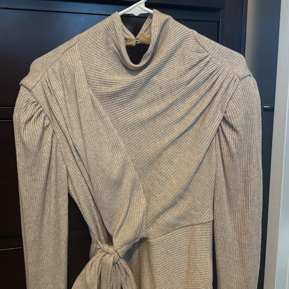 Sabina Musayev Sicily Wrap Tie Mini Dress in Stone S - Picture 6 of 6